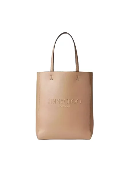 Lniana shopperka Jimmy Choo beżowa