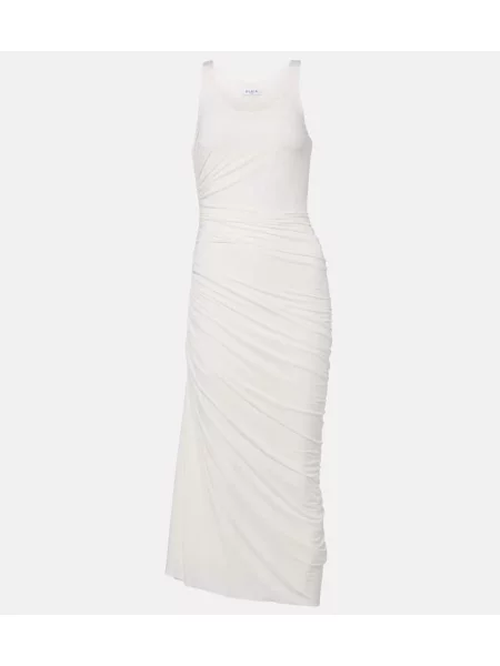 Sukienka maxi Alaïa z dżerseju asymetryczna garniturowa biała