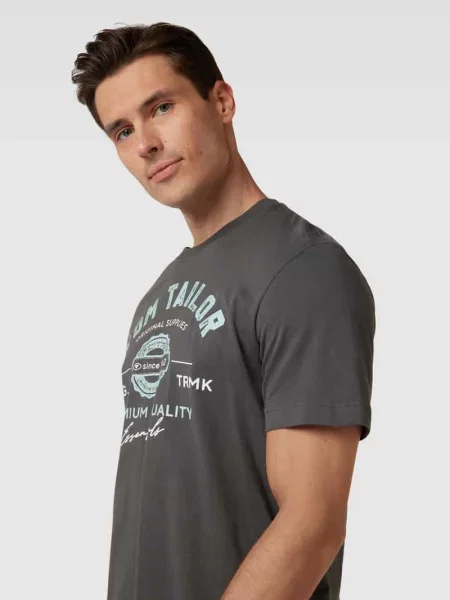 T-shirt z nadrukiem z logo Tom Tailor szara