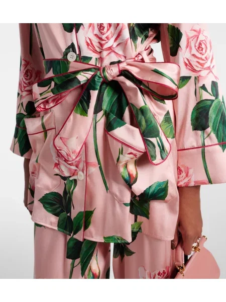 Bluză Dolce&gabbana din satin cu model floral roz