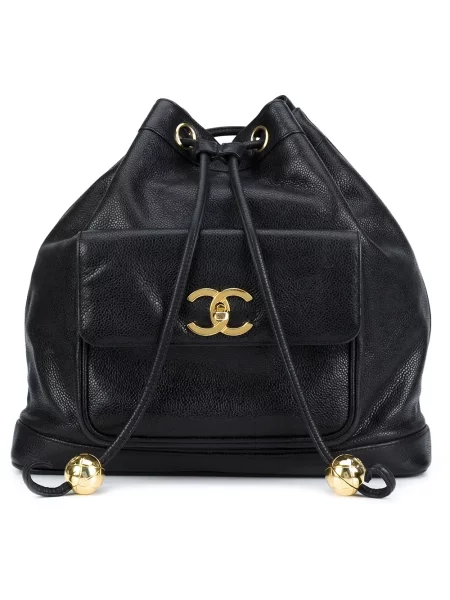 Stahovací šňůrka batoh Chanel Pre-owned černý