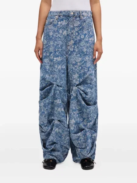 Blugi Ganni cu model floral cu imagine albastru