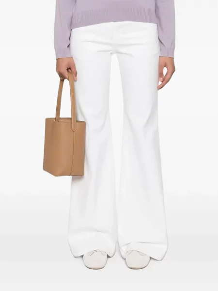 Pantaloni Brunello Cucinelli evazate cu autograf alb