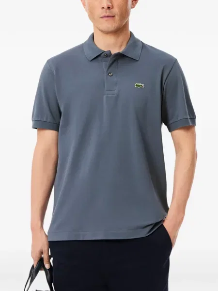 Tricou polo Lacoste cu autograf gri