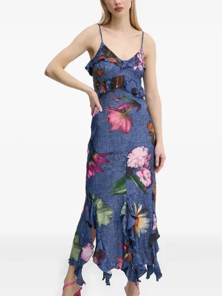 Rochie Desigual cu model floral cu imagine de costum albastru
