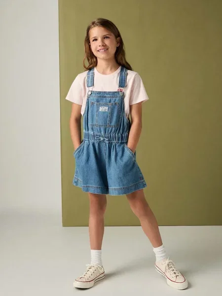 Levi's Detské nohavice na traky SHORTALL WITH TIE AT WAIST modrá