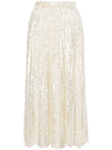 Fustă midi Philosophy Di Lorenzo Serafini cu paiete până la genunchi alb