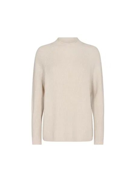 Sweter z dzianiny z prążkowanymi wykończeniami model ‘KANITA’ Soyaconcept beżowy