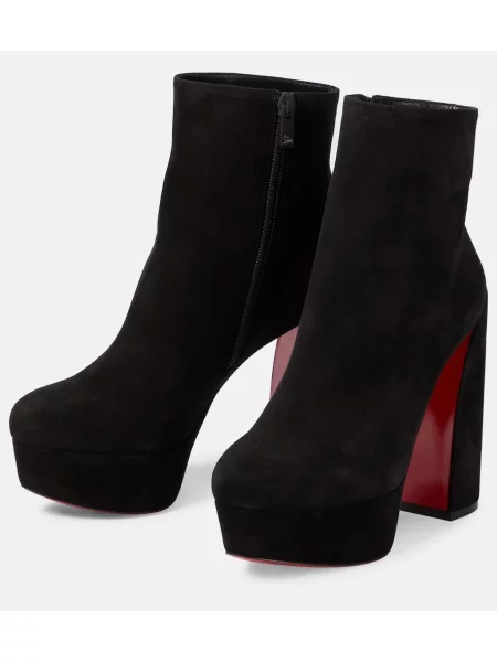 Cizme scurte Christian Louboutin din piele de căprioară negru