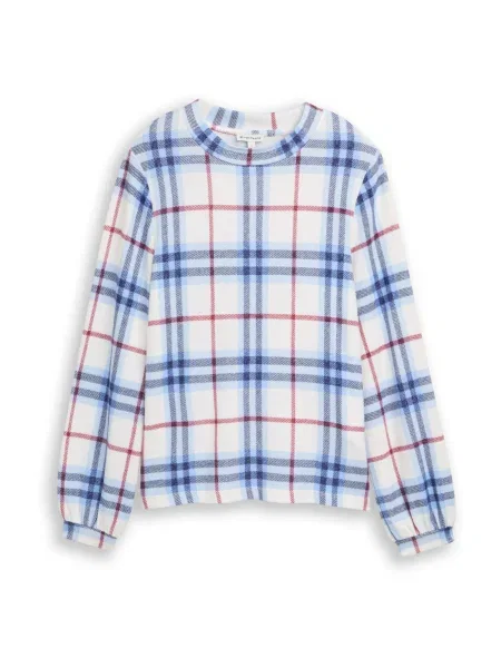 TOM TAILOR Tricou albastru / albastru pastel / roşu închis / murdar alb