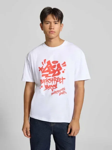 T-shirt o kroju relaxed fit z czystej bawełny model Backstreet Boys' Mister Tee biała