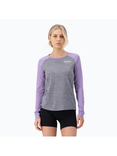 Olcsóbban. Női termo hosszú ujjú felső Mons Royale Icon Raglan grey heather/ lupin. Méret: L szürke