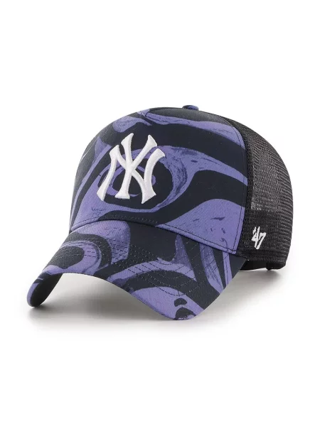 Шапка с козирка 47 brand MLB New York Yankees лилаво с десен виолетово
