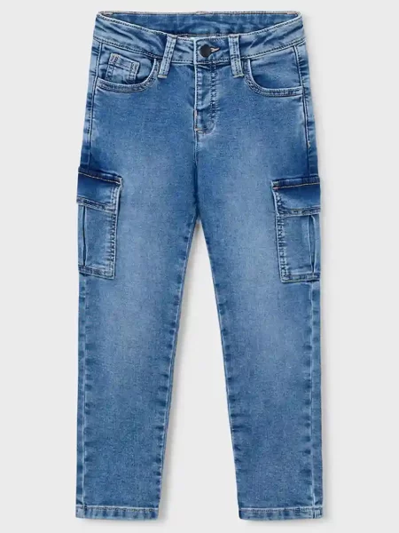 Mayoral Detské rifle soft denim cargo modrá
