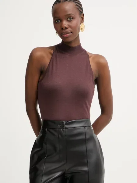 BOSS sweter z dodatkiem wełny Fargherita brązowy