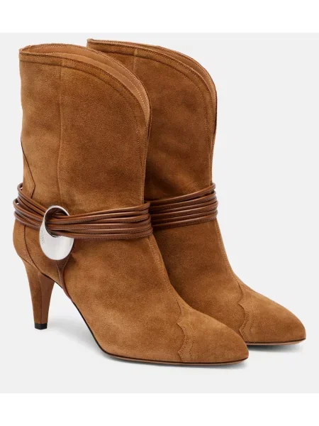 Cizme scurte Isabel Marant din piele de căprioară maro