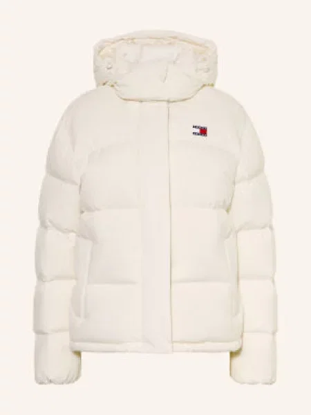Tommy Jeans Péřové Bundy S Odnímatelnou Kapucí bílá