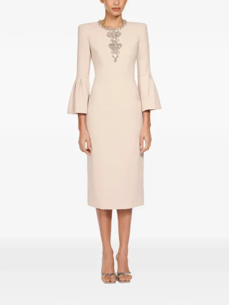 Mâneca clopotului rochie midi Jenny Packham până la genunchi de costum