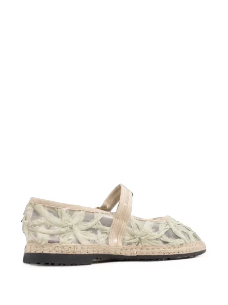 Espadrile Flabelus cu model floral plasă verde