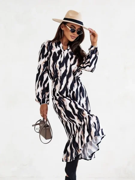 Rochie midi Resti cu imagine până la genunchi de costum negru