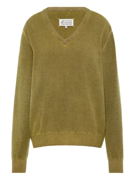 Pulover Maison Margiela cu decolteu în V verde