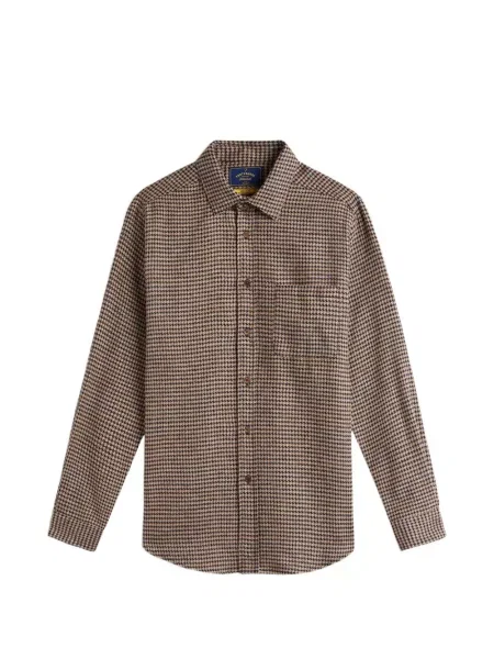 Cămașă Portuguese Flannel cu imprimeu abstract de flanelă maro