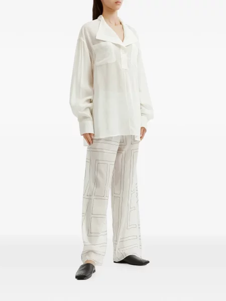 Pantaloni Toteme cu broderie alb