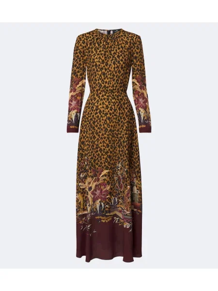 Rochie maxi Etro cu imagine cu model leopard maro