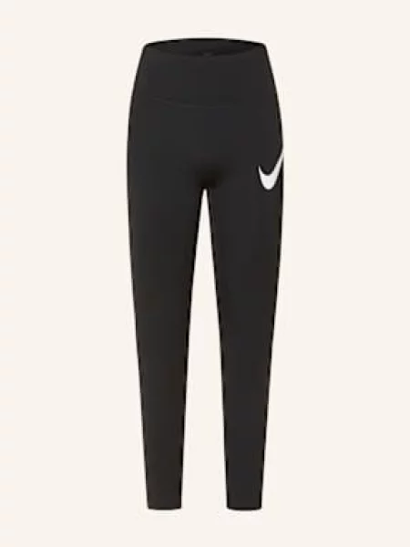 Legginsy do biegania Nike Tempo Swoosh Run High-Waisted black/white białe