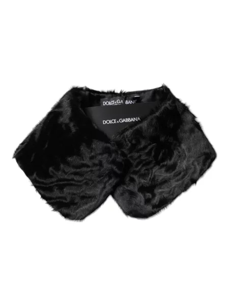 Szal Dolce And Gabbana skórzana kopertowa z kołnierzem czarna