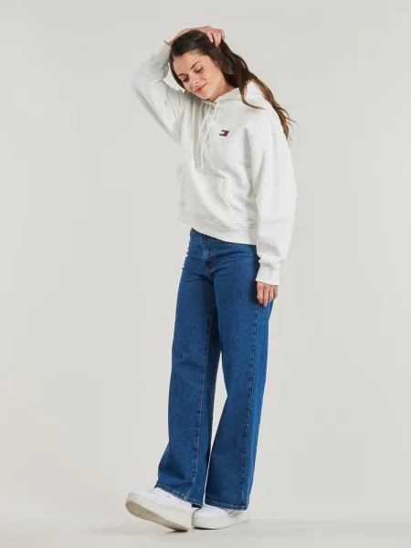 Hanorac cu glugă Tommy Jeans alb