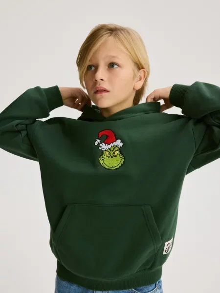 Reserved Vánoční mikina Grinch tmavě zelená