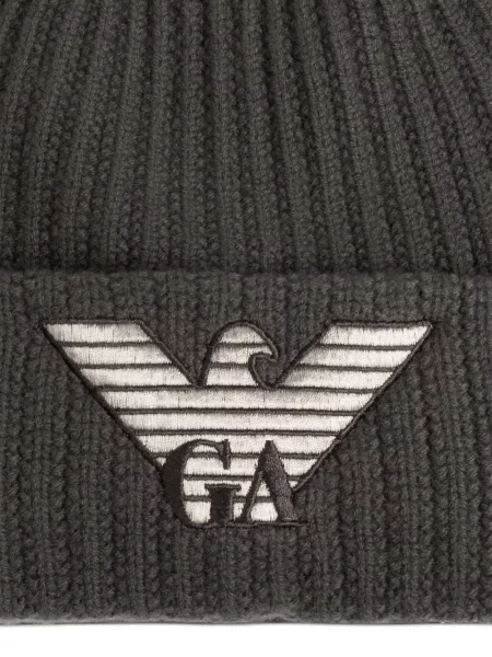 Шапка Emporio Armani бродирана сиво