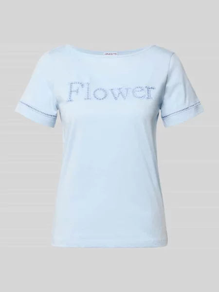 T-shirt z haftem angielskim i okrągłym dekoltem Jake*s Casual
