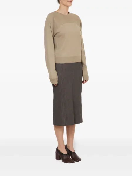 Długi top Mm6 Maison Margiela z okrągłym dekoltem brązowy