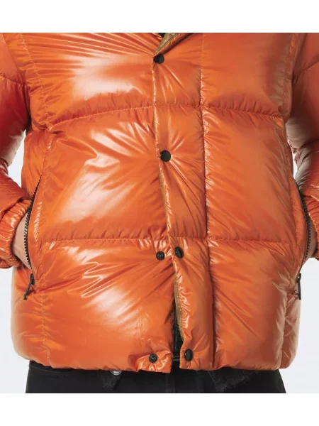 Páperová bunda Moncler s kapucňou oranžová