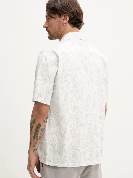 Košile Resteröds Ron Shirt relaxed s klasickým límcem bílá