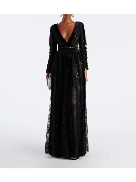 Rochie Costarellos de catifea negru