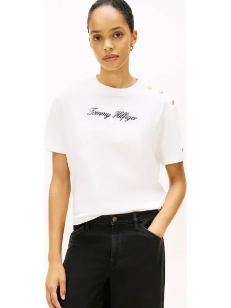 TOMMY HILFIGER Tricou negru alb