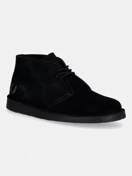 Pantofi Fred Perry din piele de căprioară negru