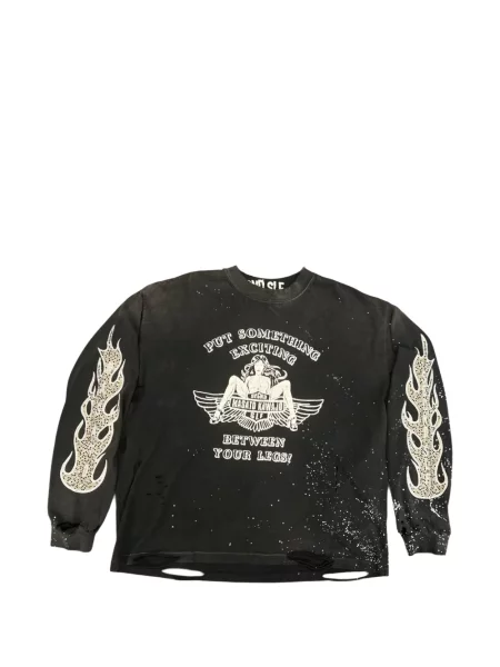 Lung tricou Secnd Slf zdrențuiți negru