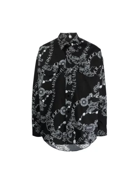 Długa koszula Versace Jeans Couture z długim rękawem czarna