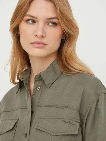 Мини джинсовое платье Pepe Jeans зеленое