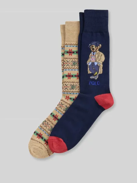 Skarpety z motywem misia w zestawie 2 szt. Polo Ralph Lauren Underwear niebieskie