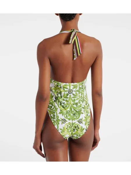 Costum de baie Dolce&gabbana cu imagine cu gât halter verde