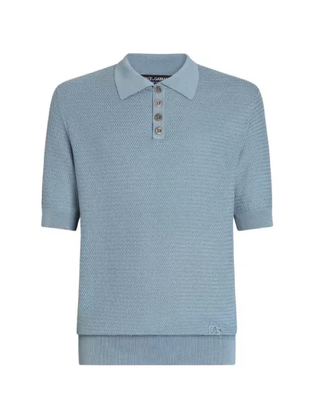 Tricou polo Dolce & Gabbana de mătase albastru