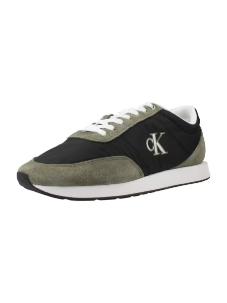 Calvin Klein Sneakers RETRO cu adaos de piele verde