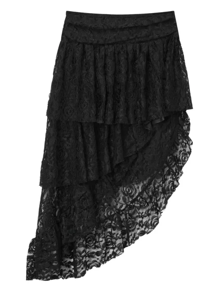 Mała spódnica mini B+ab asymetryczna koronkowa czarna