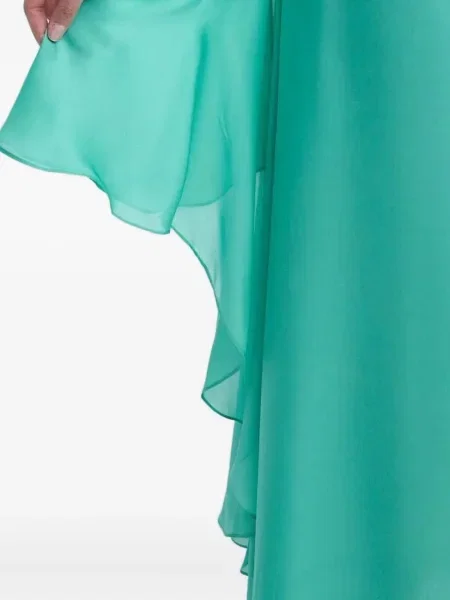 Rochie maxi Luisa Spagnoli cu volane de costum verde