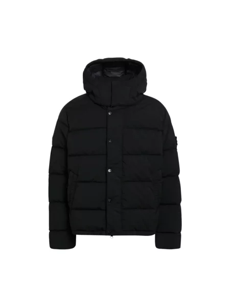 Kurtka puchowa Stone Island wełniana z kamieniami czarna